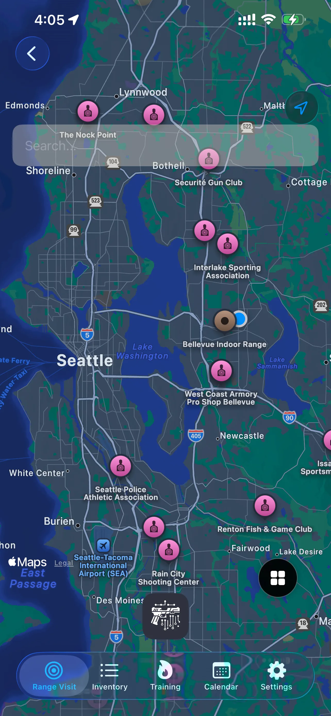 Nearby range map